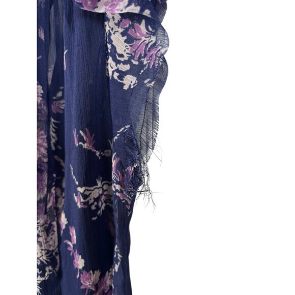 NWT Free People Cannaday Maxi Dress Womens M Navy Combo Boho Semi Sheer Floral - Picture 7 of 11